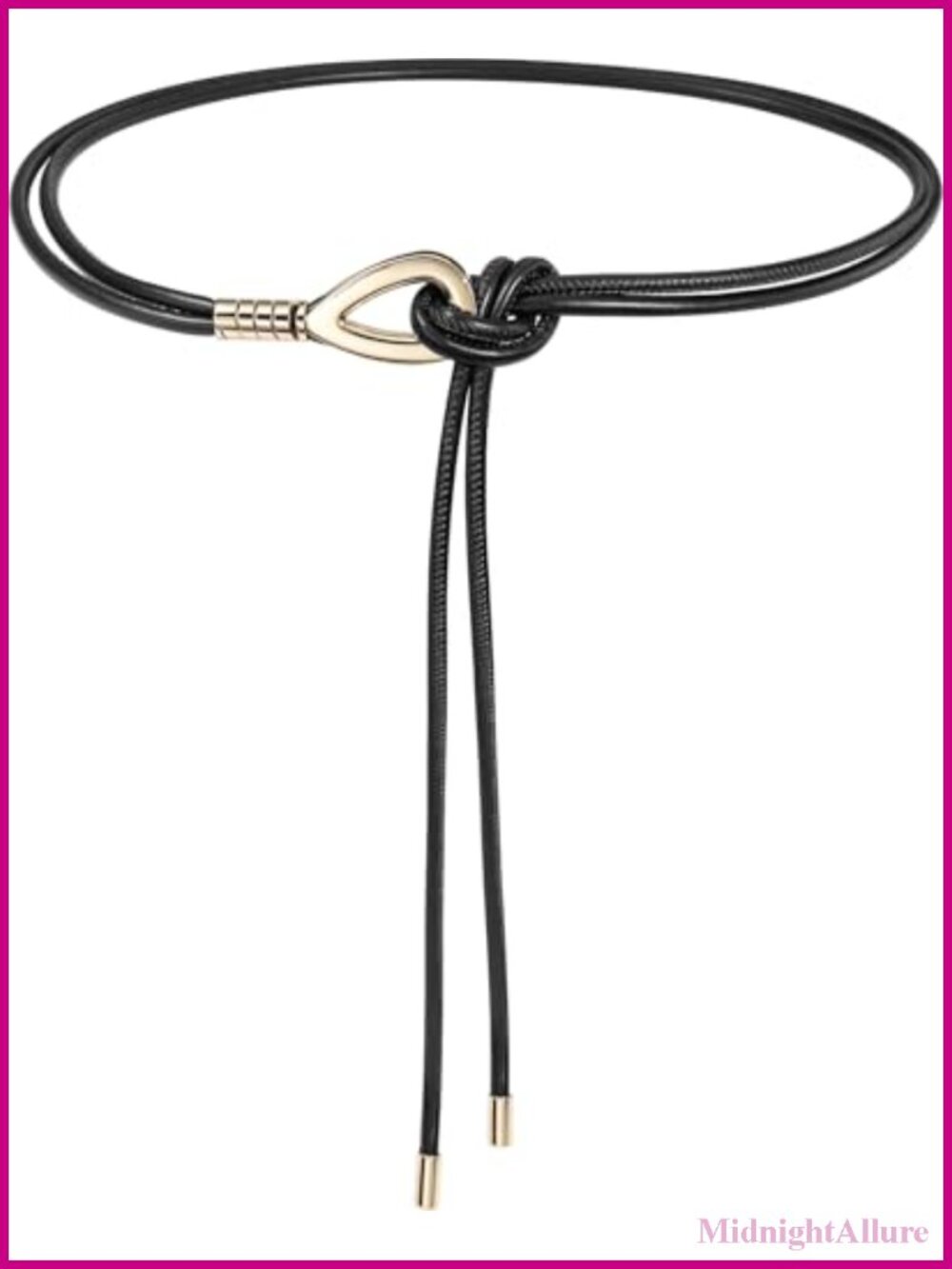Women Knotted Skinny PU Leather Waist Belt with Gold Buckle for Dresses